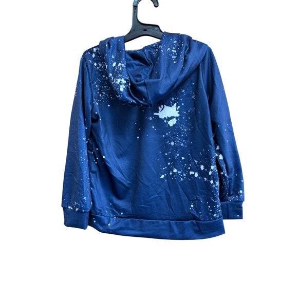 Mini Navy Blue Hoodie With Leopard Print & Splatter Design 6/7 - Picture 2 of 3
